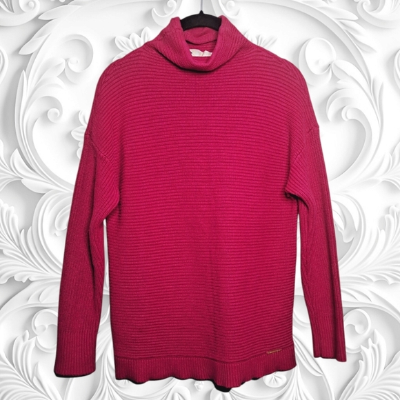 Michael Michael Kors Pink Funnel Neck Ribbed Sweater - Picture 1 of 5